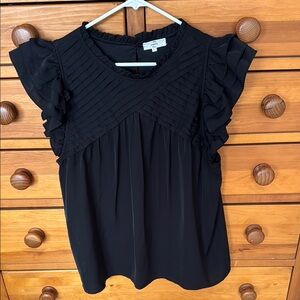 Entro Black Ruffle Sleeve Blouse